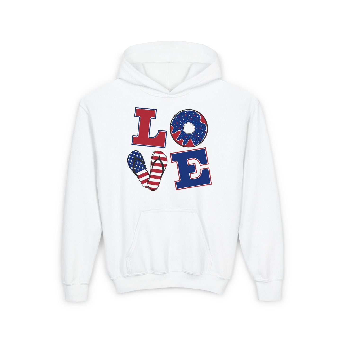 Youth Love Graphic Hoodie - American Flag Design