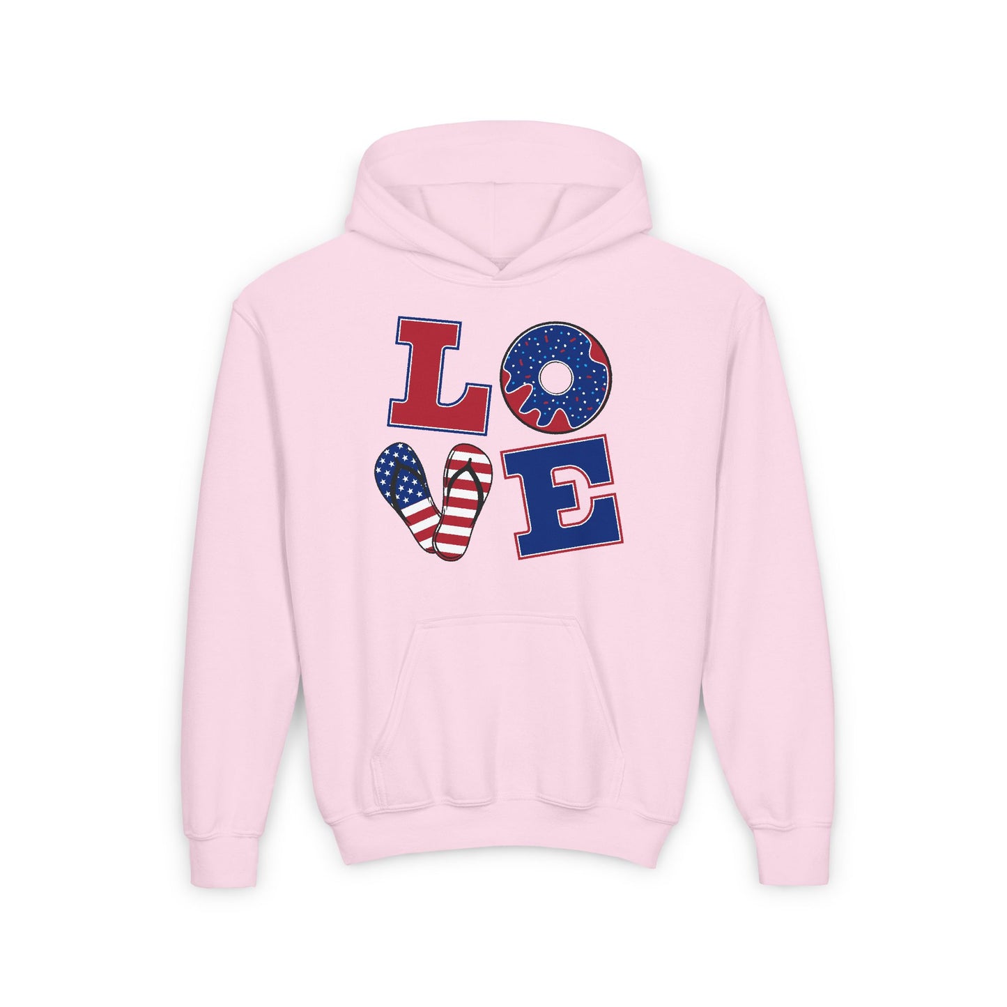 Youth Love Graphic Hoodie - American Flag Design