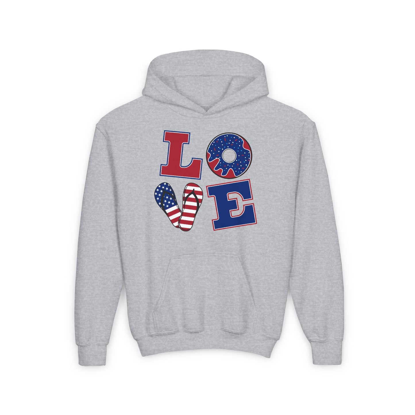 Youth Love Graphic Hoodie - American Flag Design