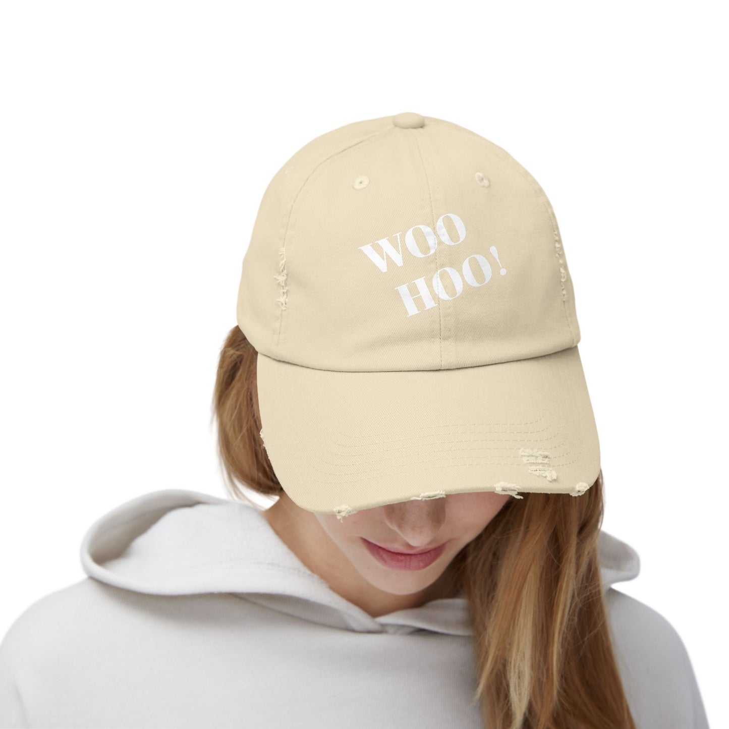 Woo Hoo! Unisex Distressed Cap - Perfect for Celebrations & Everyday Fun