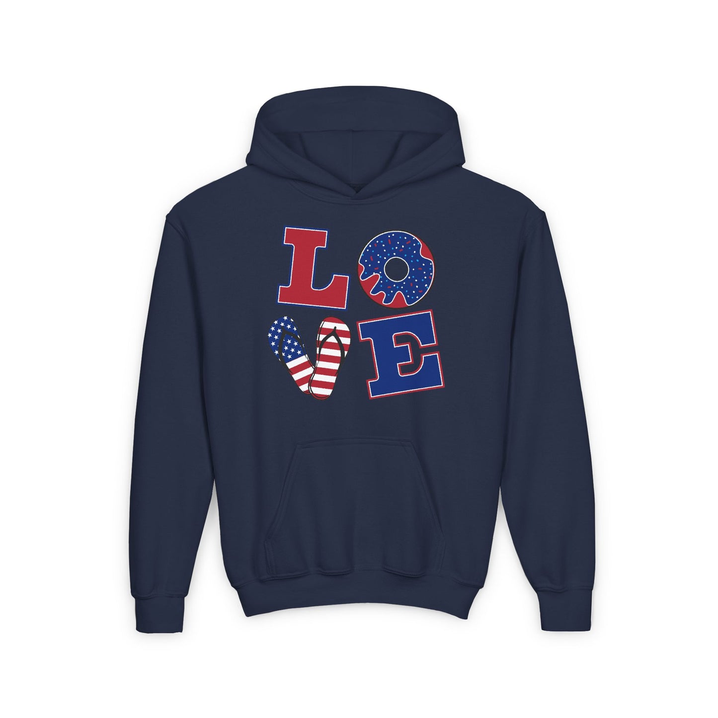 Youth Love Graphic Hoodie - American Flag Design