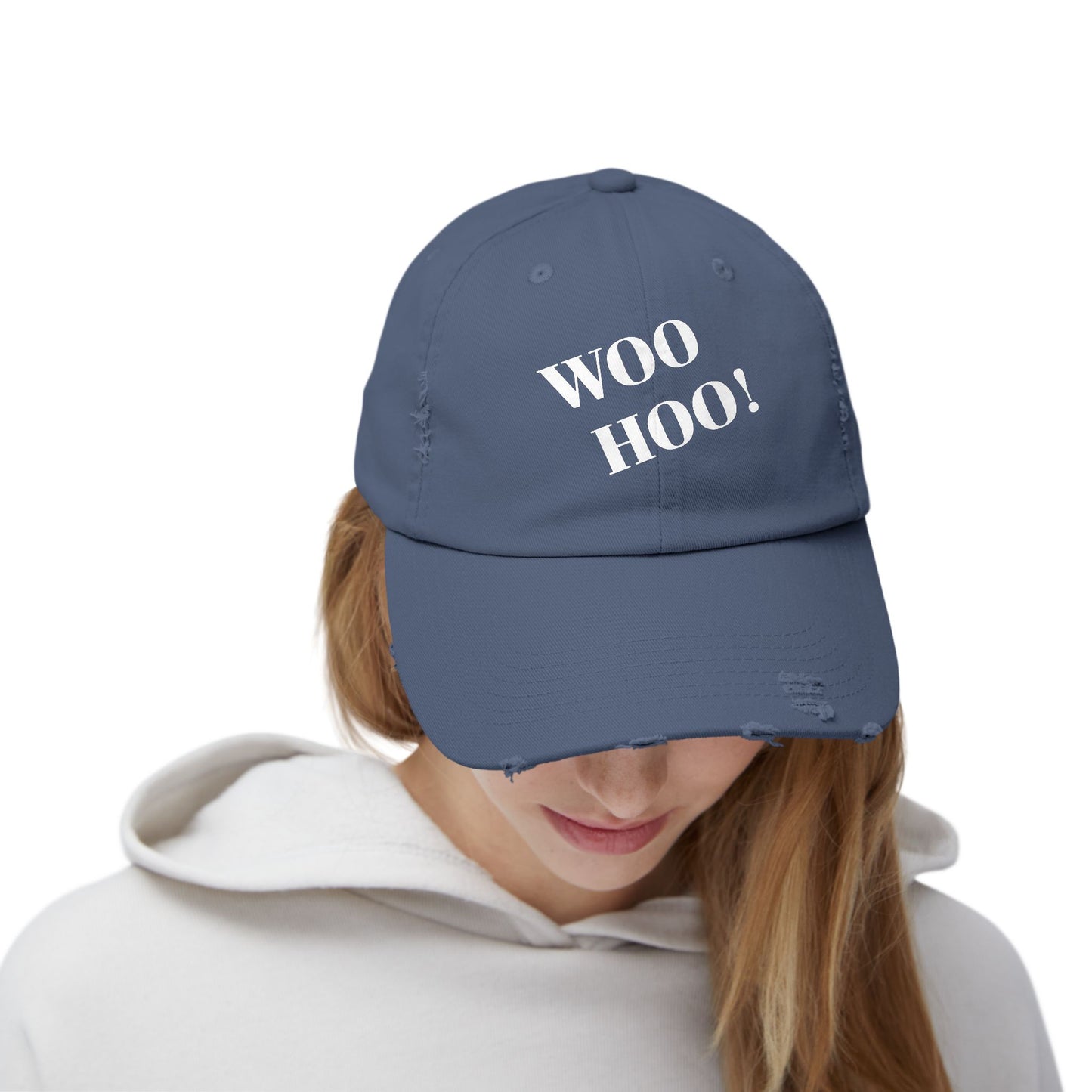 Woo Hoo! Unisex Distressed Cap - Perfect for Celebrations & Everyday Fun