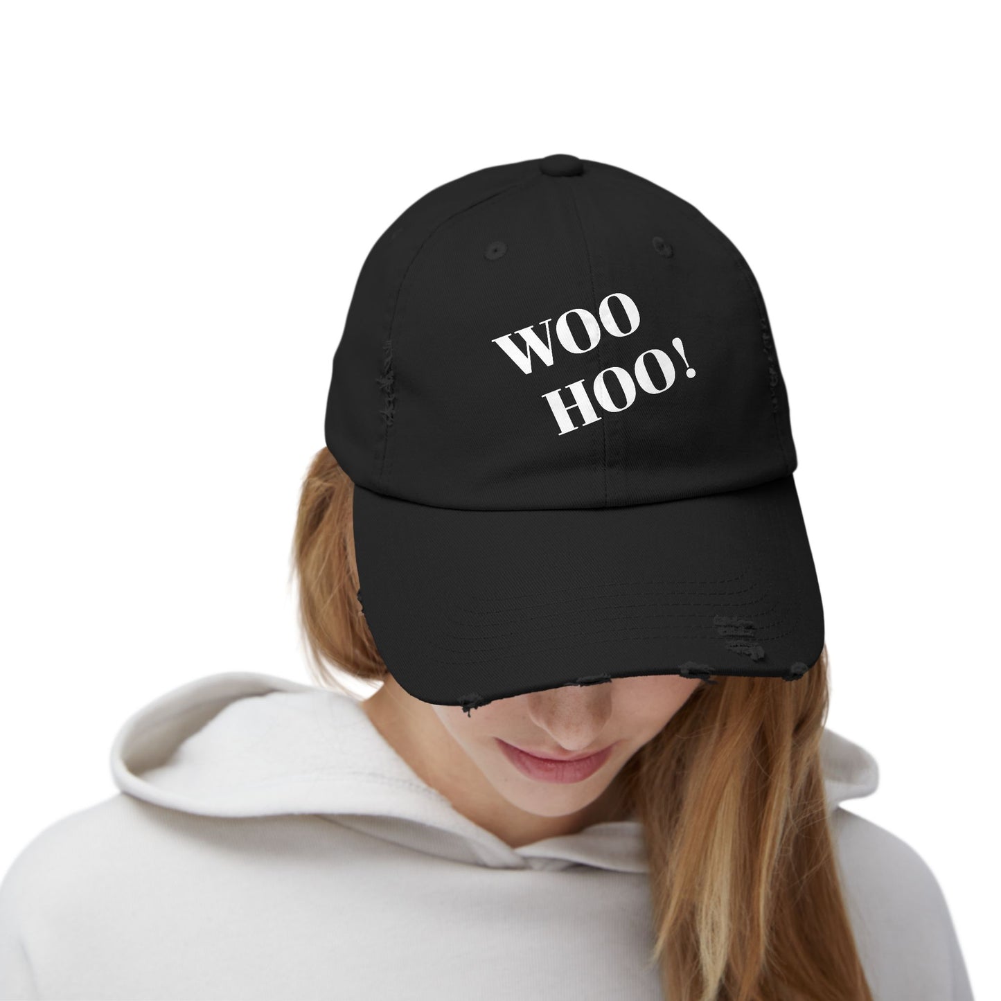 Woo Hoo! Unisex Distressed Cap - Perfect for Celebrations & Everyday Fun